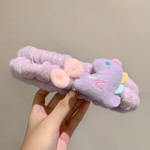 Plush Dinosaur Hairband in Lavender
